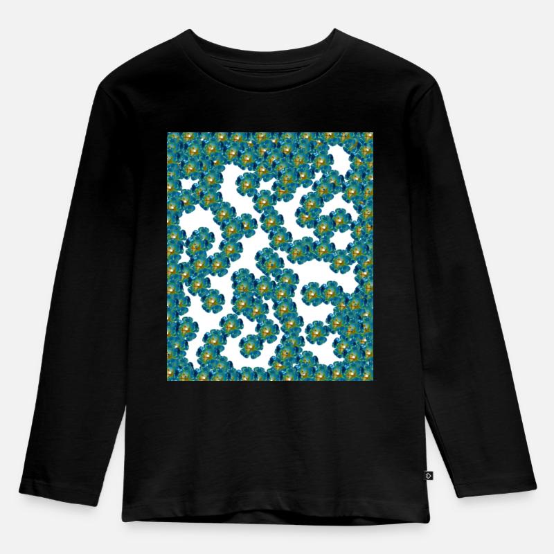 Blumen - Kinder Premium Bio Langarmshirt - Schwarz