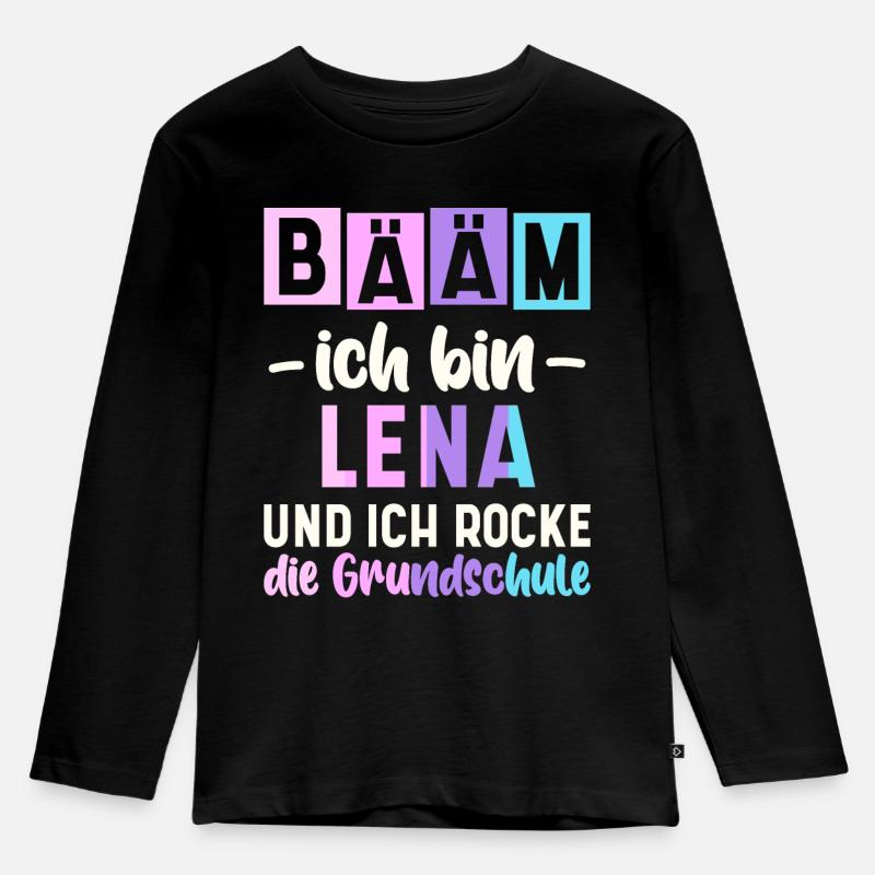 Name Lena Geschenk Grundschule - Kinder Premium Bio Langarmshirt - Schwarz