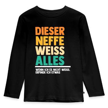 Neffe - Kinder Premium Bio Langarmshirt - Schwarz - Vorne - AI Model Kid Male (0cm)