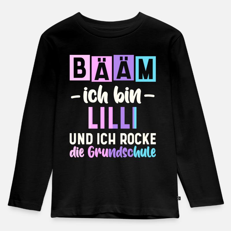 Name Lilli Geschenk Grundschule - Kinder Premium Bio Langarmshirt - Schwarz