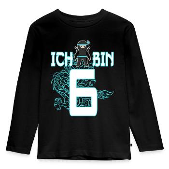 6. Geburtstag 6 Jahre Kind Kinder Ninja - Kinder Premium Bio Langarmshirt - Schwarz - Vorne - AI Model Kid Male (0cm)