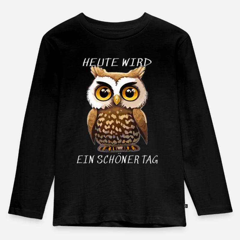 EULE HEUTE WIRD EIN SCHÖNER TAG - Kinder Premium Bio Langarmshirt - Schwarz