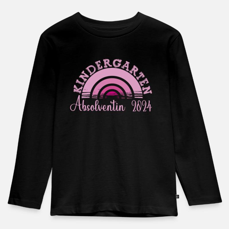 Kindergarten Absolvent 2024 Regenbogen Einschulung - Kinder Premium Bio Langarmshirt - Schwarz