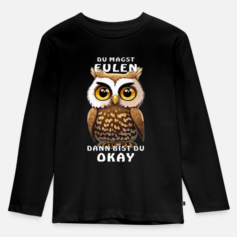 EULE DU MAGST EULEN OKAY - Kinder Premium Bio Langarmshirt - Schwarz