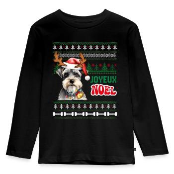Cadeau Déco Joyeux Noël Chien Schnauzer Miniature - T-shirt manches longues Premium Enfant - noir - Devant - AI Model Kid Male (0cm)