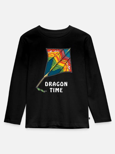 DRACHEN AUTUMN DRAGON TIME - Kinder Premium Bio Langarmshirt - Schwarz
