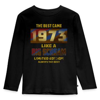 YEAR YEAR 1973 - Kids' Premium Longsleeve Shirt - black - Front - AI Model Kid Male (0cm)