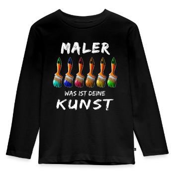 MALER PINSEL - Kinder Premium Bio Langarmshirt - Schwarz - Vorne - AI Model Kid Male (0cm)