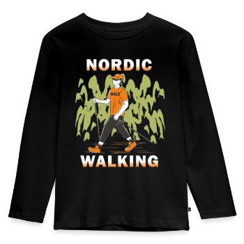 NORDIC WALKING - Kinder Premium Bio Langarmshirt - Schwarz - Vorne - AI Model Kid Male (0cm)