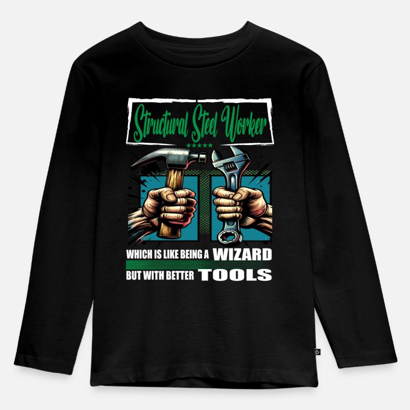 Structural steel worker Beruf Spruch Arbeiter - Kinder Premium Bio Langarmshirt - Schwarz