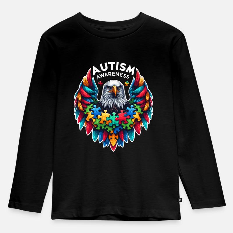 Autism Awareness puzzles piece - Kinder Premium Bio Langarmshirt - Schwarz
