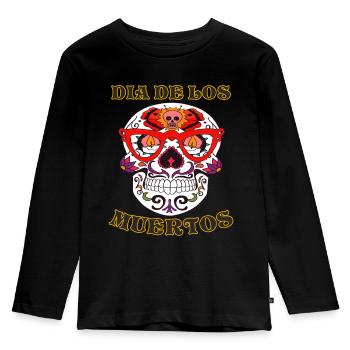 DIA DE LOS MUERTOS - Kids' Premium Longsleeve Shirt - black - Front - AI Model Kid Male (0cm)