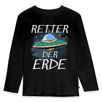 UFO SAVIOR OF THE EARTH - Kids' Premium Longsleeve Shirt - black - Front - AI Model Kid Male (0cm)
