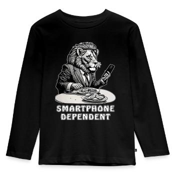 LEOWE SMARTPHONE DEPENDENT - Kids' Premium Longsleeve Shirt - black - Front - AI Model Kid Male (0cm)