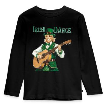 IRISH DANCE - Kinder Premium Bio Langarmshirt - Schwarz - Vorne - AI Model Kid Male (0cm)