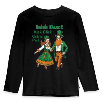 IRISH DANCE KICK CLICK CELTIC PICK - Kids' Premium Longsleeve Shirt - black - Front - AI Model Kid Male (0cm)