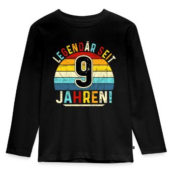 9 Jahre Geschenk 9. Geburtstag Junge Mädchen - Kinder Premium Bio Langarmshirt - Schwarz - Vorne - AI Model Kid Male (0cm)