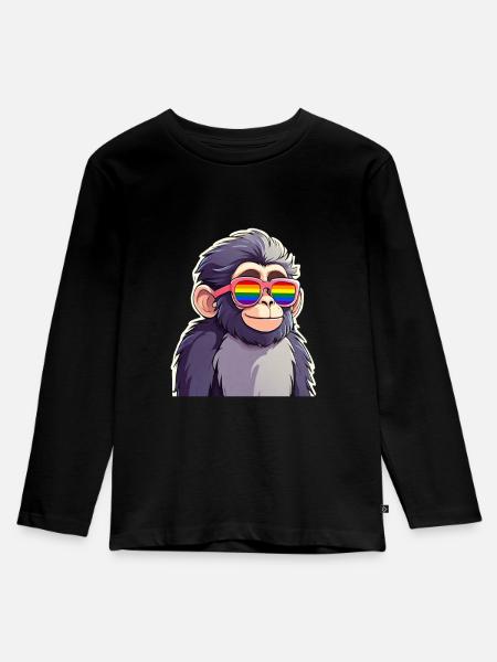 LGBTQ Affe - Kinder Premium Bio Langarmshirt - Schwarz