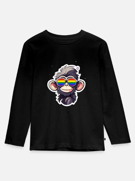 LGBTQ Affe - Kinder Premium Bio Langarmshirt - Schwarz