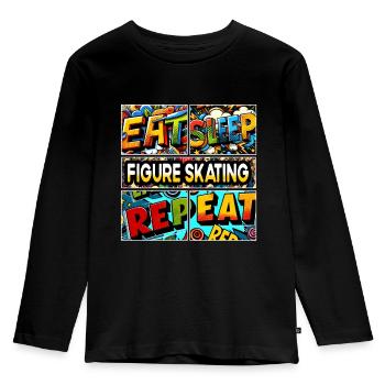 Eat sleep Figure skating repeat - Kids' Premium Longsleeve Shirt - black - Front - AI Model Kid Male (0cm)