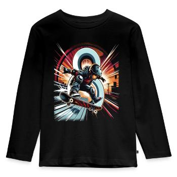 Skateboard Skater Design pour les garçons de 8 ans - T-shirt manches longues Premium Enfant - noir - Devant - AI Model Kid Male (0cm)