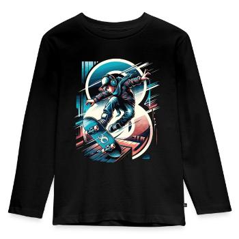 Skateboard Skater Design pour les garçons de 8 ans - T-shirt manches longues Premium Enfant - noir - Devant - AI Model Kid Male (0cm)