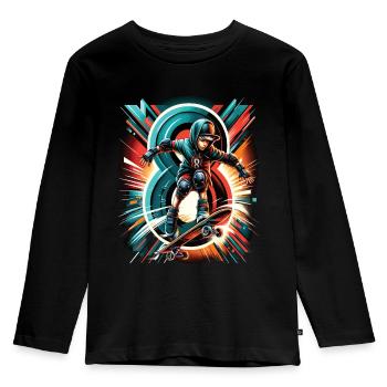 Skateboard Skater Design for 8 Years Boys - Kids' Premium Longsleeve Shirt - black - Front - AI Model Kid Male (0cm)