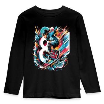 Skateboard Skater Design pour les garçons de 8 ans - T-shirt manches longues Premium Enfant - noir - Devant - AI Model Kid Male (0cm)
