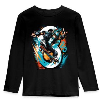 Skateboard Skater Design for 8 Years Boys - Kids' Premium Longsleeve Shirt - black - Front - AI Model Kid Male (0cm)