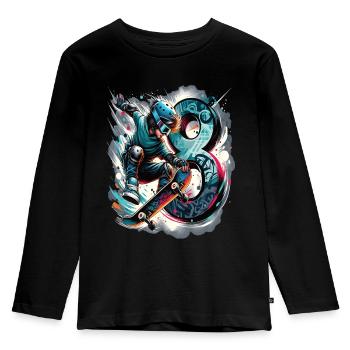 Skateboard Skater Design Für 8 Jahre Jungen - Kinder Premium Bio Langarmshirt - Schwarz - Vorne - AI Model Kid Male (0cm)