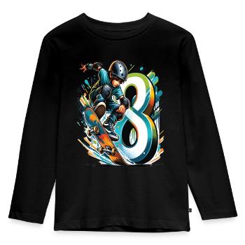 Skateboard Skater Design for 8 Years Boys - Kids' Premium Longsleeve Shirt - black - Front - AI Model Kid Male (0cm)