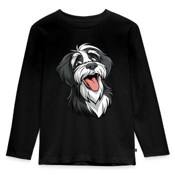 Tibetan Terrier | Tibetan Terrier | Cartoon Artwork - Kids' Premium Longsleeve Shirt - black - Front - AI Model Kid Male (0cm)