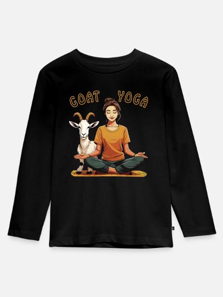 YOGA GOAT YOGA - Kinder Premium Bio Langarmshirt - Schwarz