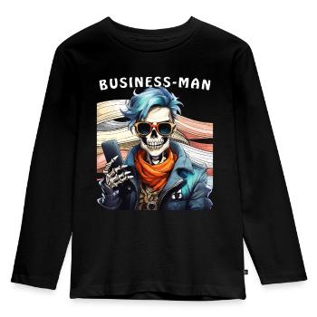 SKELETON MAN BUSINESS MAN - Kids' Premium Longsleeve Shirt - black - Front - AI Model Kid Male (0cm)