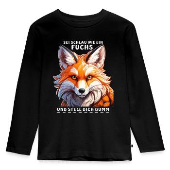 BE SMART AS A FOX - Kids' Premium Longsleeve Shirt - black - Front - AI Model Kid Male (0cm)