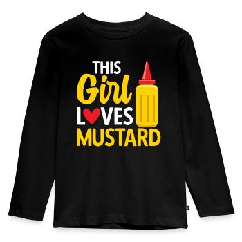 Senf Mustard - Kinder Premium Bio Langarmshirt - Schwarz - Vorne - AI Model Kid Male (0cm)