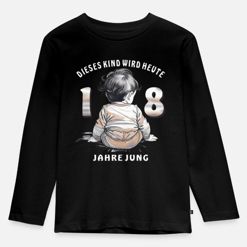 KIND 18. GEBURTSTAG - Kinder Premium Bio Langarmshirt - Schwarz