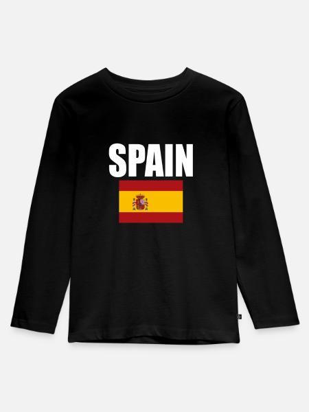 Spanien - Kinder Premium Bio Langarmshirt - Schwarz