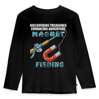 MAGNET FISHING - Kinder Premium Bio Langarmshirt - Schwarz - Vorne - AI Model Kid Male (0cm)