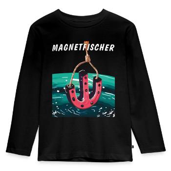 MAGNET FISCHER - Kinder Premium Bio Langarmshirt - Schwarz - Vorne - AI Model Kid Male (0cm)
