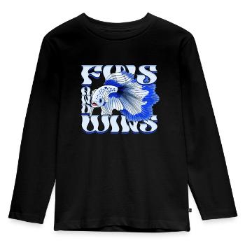 Kampffisch Kampffische Fins And Wins - Kinder Premium Bio Langarmshirt - Schwarz - Vorne - AI Model Kid Male (0cm)