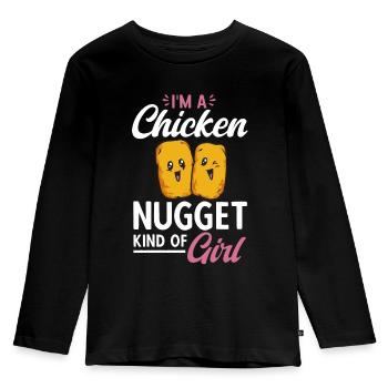 Chicken Nugget Liebhaber Chicken Nuggets - Kinder Premium Bio Langarmshirt - Schwarz - Vorne - AI Model Kid Male (0cm)