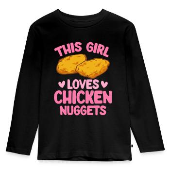 Chicken Nugget Liebhaber Chicken Nuggets - Kinder Premium Bio Langarmshirt - Schwarz - Vorne - AI Model Kid Male (0cm)