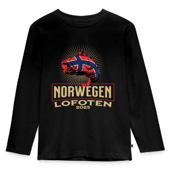 Norwegen Lofoten 2025 Fischmotiv - Kinder Premium Bio Langarmshirt - Schwarz - Vorne - AI Model Kid Male (0cm)
