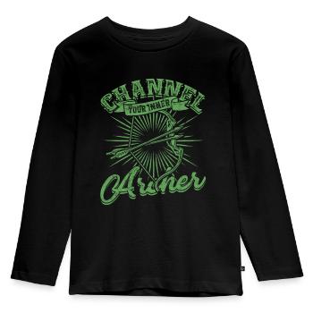 Tir à l’arc Canalisez l’archer qui sommeille en vous - T-shirt manches longues Premium Enfant - noir - Devant - AI Model Kid Male (0cm)