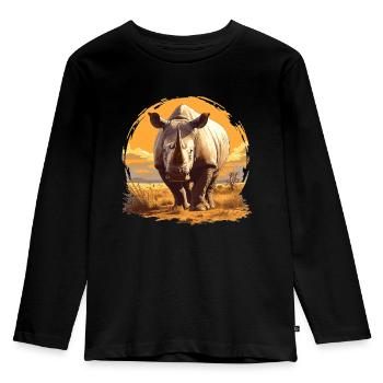 Rhino Nashörner Nashorn - Kinder Premium Bio Langarmshirt - Schwarz - Vorne - AI Model Kid Male (0cm)