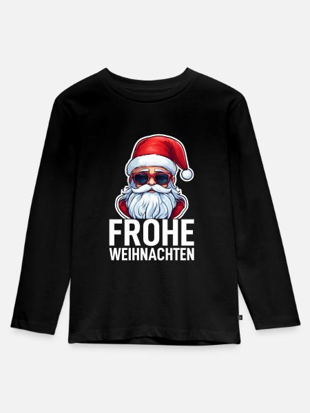 Weihnachtsmann - Kinder Premium Bio Langarmshirt - Schwarz
