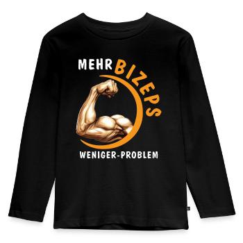 PLUS DE BICEPS, MOINS DE PROBLÈMES - T-shirt manches longues Premium Enfant - noir - Devant - AI Model Kid Male (0cm)