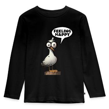 Feeling Happy Seagull Funshirt Geschenk Idee - Kinder Premium Bio Langarmshirt - Schwarz - Vorne - AI Model Kid Male (0cm)