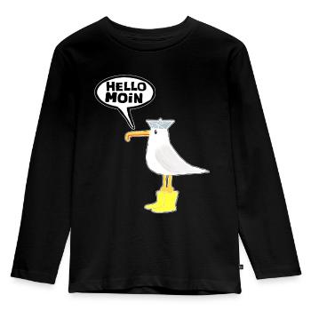 Hello Seagull Rubber Boots Hello Moin - Kinder Premium Bio Langarmshirt - Schwarz - Vorne - AI Model Kid Male (0cm)